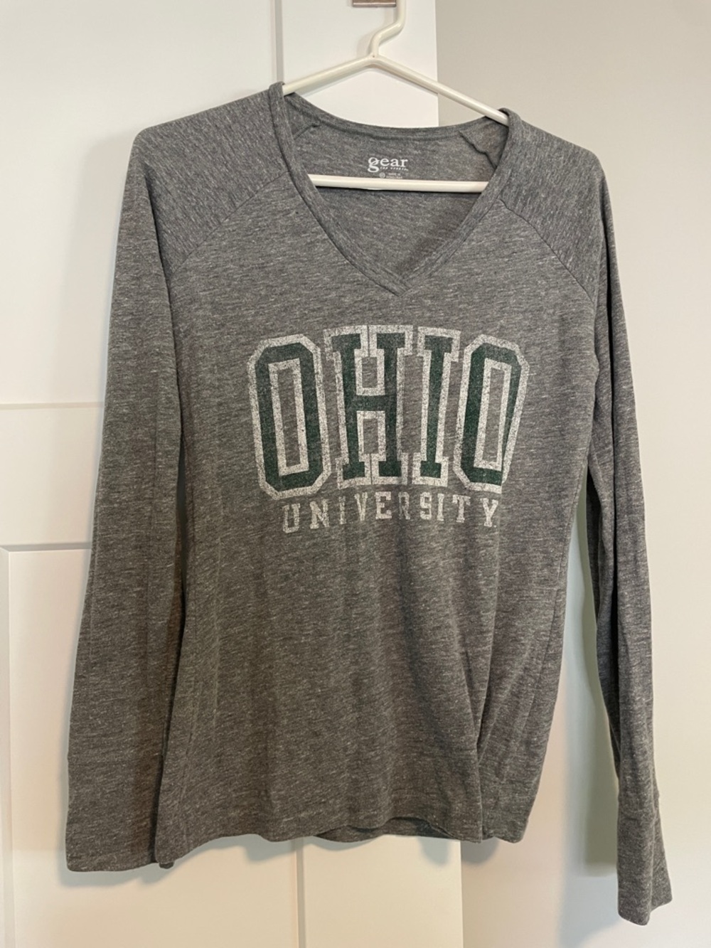 Gear For Sports Gray Ohio University Long Sleeve V-Neck Tee